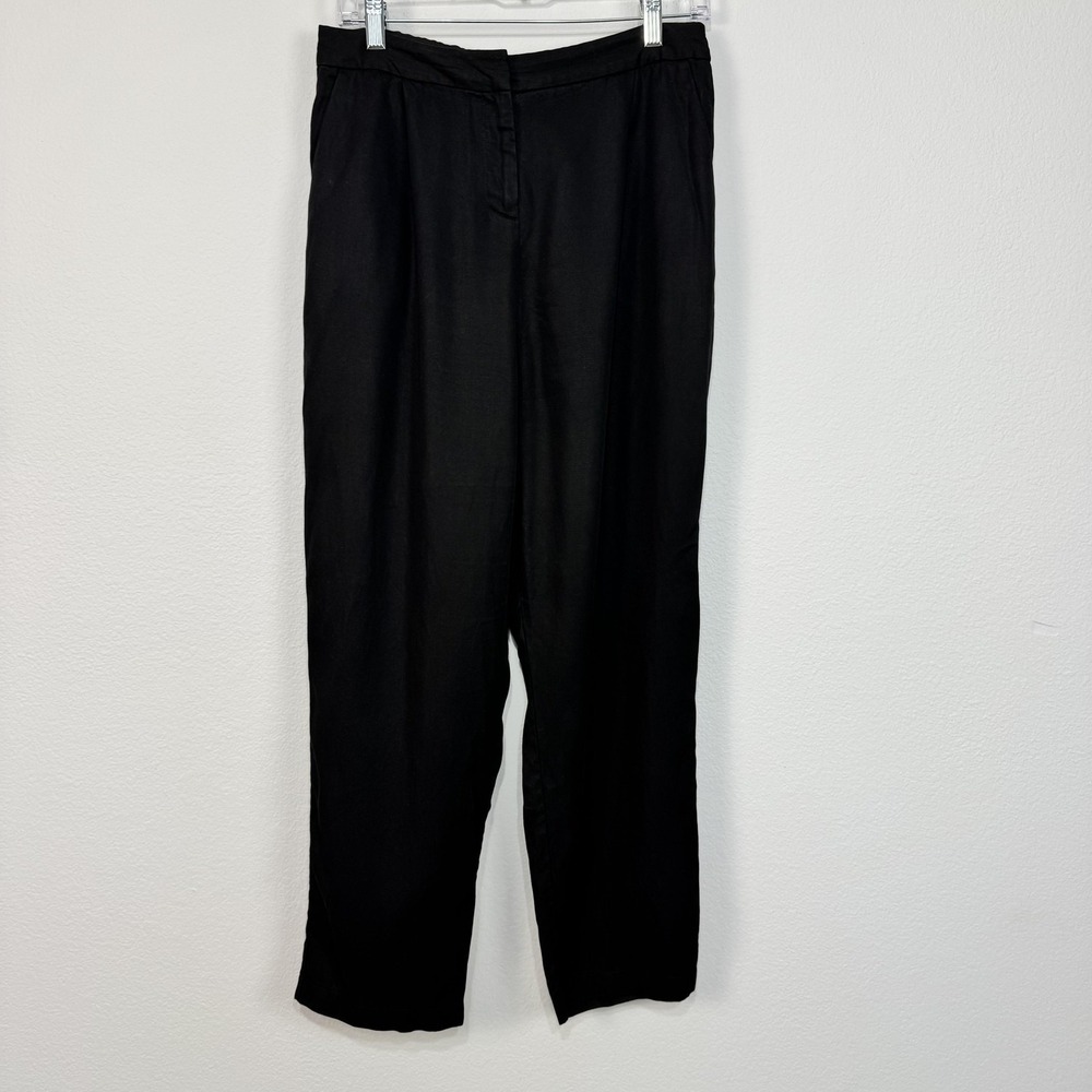 VETTA Dress Pants Women's 10 Black Tencel Straight Leg Elastic Waist USA